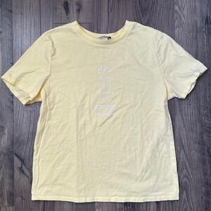 Forever 21 Mom T‎ Shirt Yellow Crew Neck Short Sleeve Graphic Tee Womens Medium